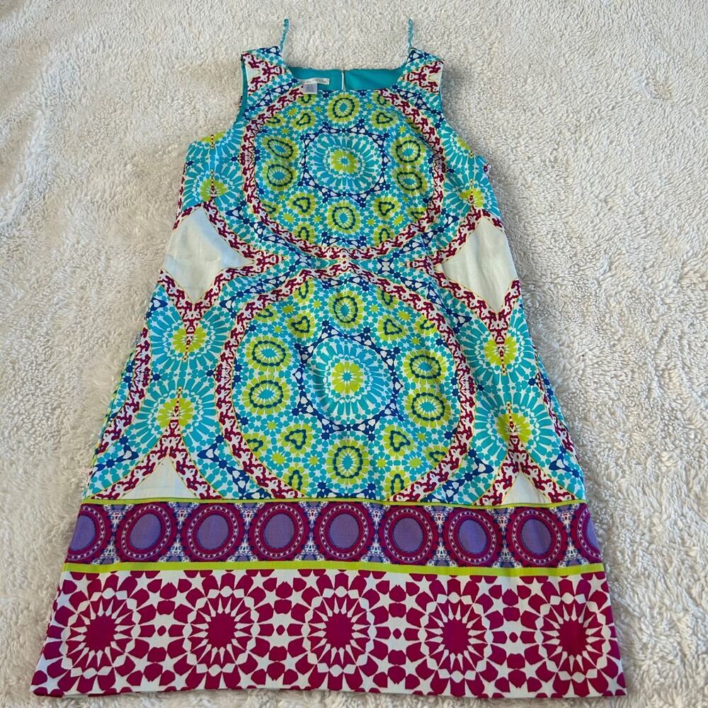 Maggie London Sleeveless Shift Dress Cotton 8 Resort Summer Preppy Country Club